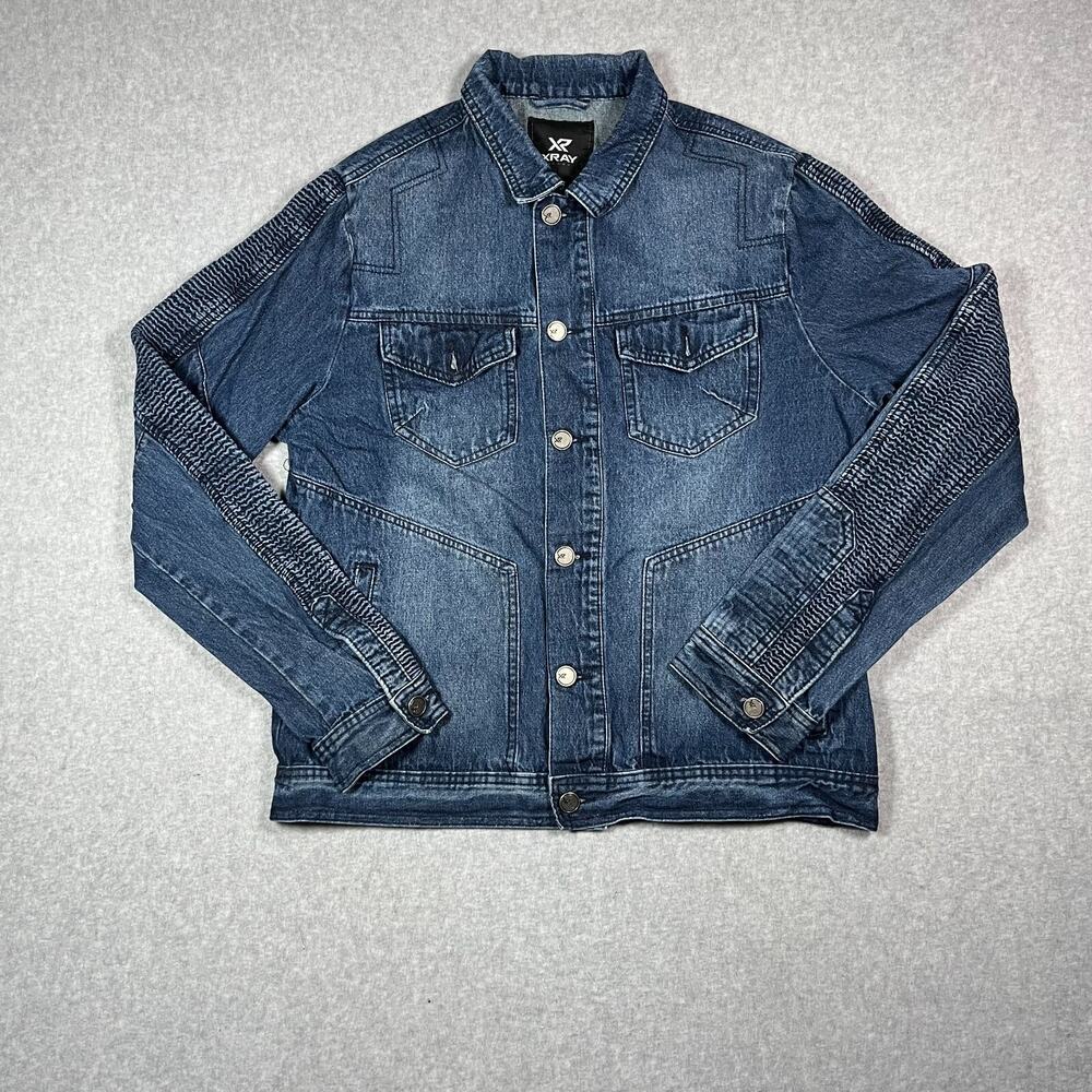 XRAY Denim Jean Jacket Men's XL Dark Wash Button Blue Jacket Grunge Rare